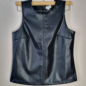 J.Crew Black Faux Leather Sleeveless Top (XS) NWT